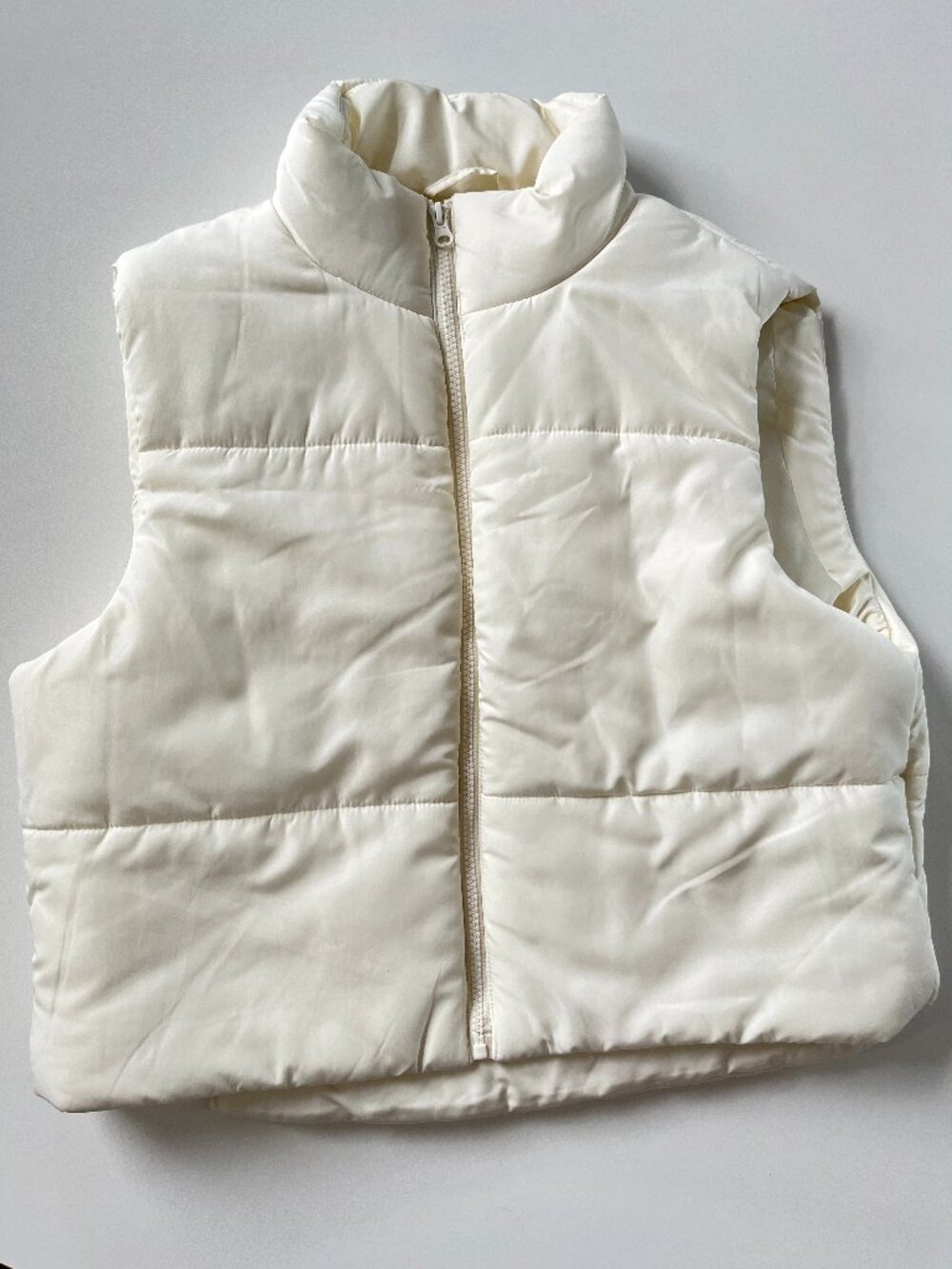 Teen Girls, Large, cream/off-white puffer vest, Forever 21, spring outerwear